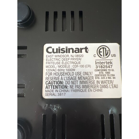Cuisinart Electric Deep Fryer CDF-100 1000W Stainless Steel Compact - Picture 5 of 5